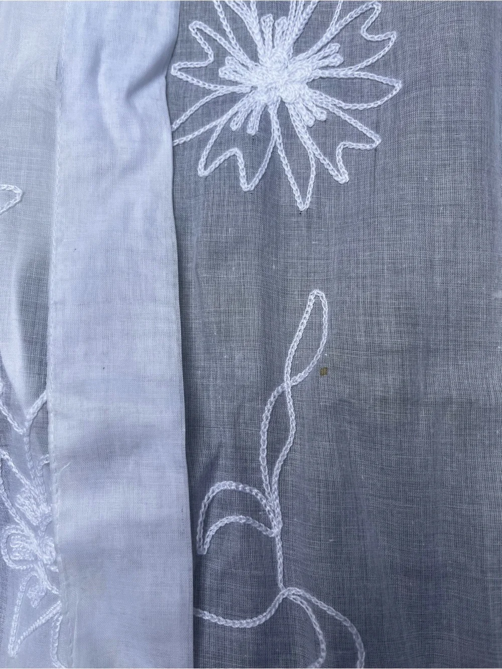 Vintage Y2K Pottery Barn White Embroidered Sheer Curtains